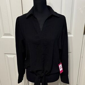 Vince Camuto Hammered Satin Tie Front Top